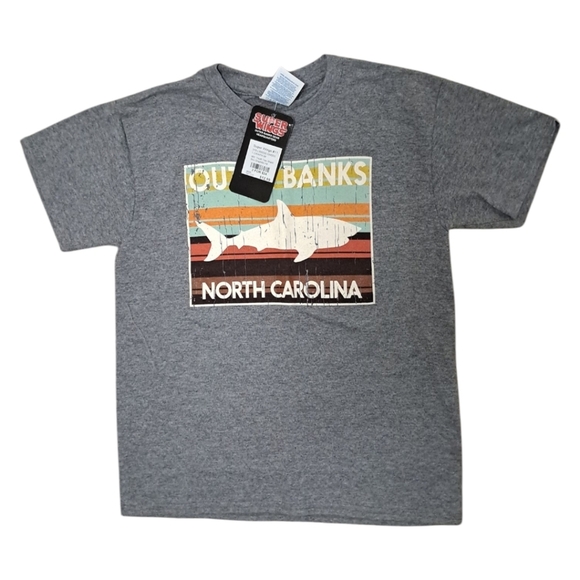 Kids NC Outer Banks Graphic T-Shirts Gray & Blue Size M - Picture 6 of 8